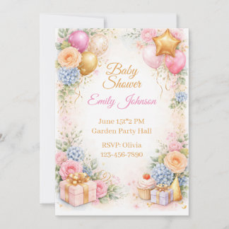 Baby Shower Floral Invitation 招待状