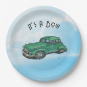 Baby shower for a boy, sedan ペーパープレート (正面)