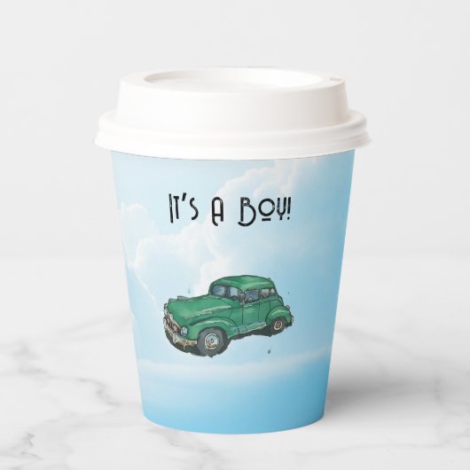 Baby shower for a boy, sedan 紙コップ (正面)