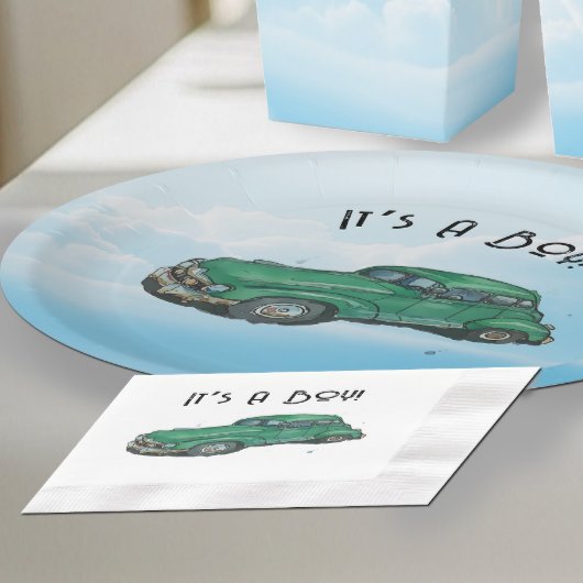 Baby shower for a boy, sedan 縁ありカクテルナプキン