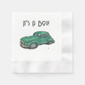Baby shower for a boy, sedan 縁ありカクテルナプキン (正面)