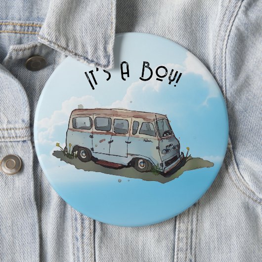 Baby shower for a boy, truck  缶バッジ (インサイチュ)