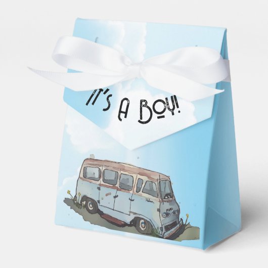 Baby shower for a boy, van and sedan フェイバーボックス (正面サイド)
