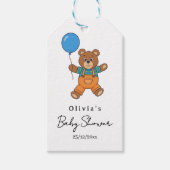 Baby Shower for Boy Blue Balloon Teddy Bear   ギフトタグ (正面)