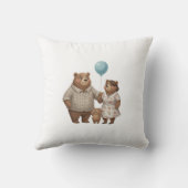 Baby Shower for Boy – Blue Balloon Teddy Bear  クッション (裏面)