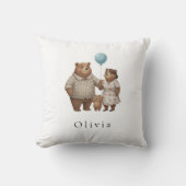 Baby Shower for Boy – Blue Balloon Teddy Bear  クッション (正面)