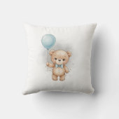 Baby Shower for Boy – Blue Balloon Teddy Bear クッション (裏面)