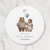 Baby Shower for Boy Blue Balloon Teddy Bear フェイバータグ (正面)