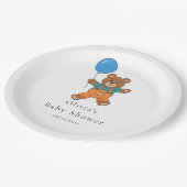 Baby Shower for Boy Blue Balloon Teddy Bear  ペーパープレート (アングル)