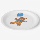 Baby Shower for Boy Blue Balloon Teddy Bear ペーパープレート (アングル)