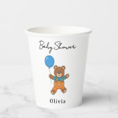 Baby Shower for Boy Blue Balloon Teddy Bear  紙コップ (正面)