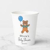 Baby Shower for Boy Blue Balloon Teddy Bear 紙コップ (正面)