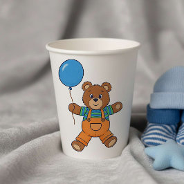 Baby Shower for Boy Blue Balloon Teddy Bear  紙コップ