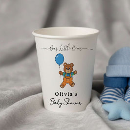 Baby Shower for Boy Blue Balloon Teddy Bear  紙コップ