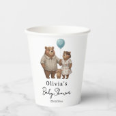 Baby Shower for Boy Blue Balloon Teddy Bear  紙コップ (正面)