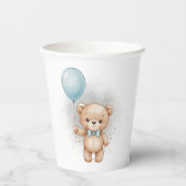Baby Shower for Boy Blue Balloon, Teddy Bear & Bow 紙コップ (正面)