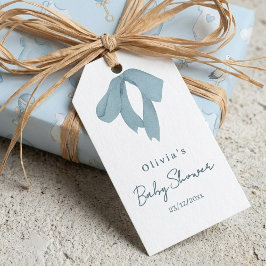 Baby Shower for Boy – Blue Bow , Customizable ギフトタグ