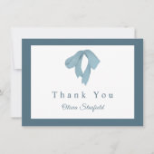 Baby Shower  for Boy – Blue Bow , Customizable  サンキューカード (正面)