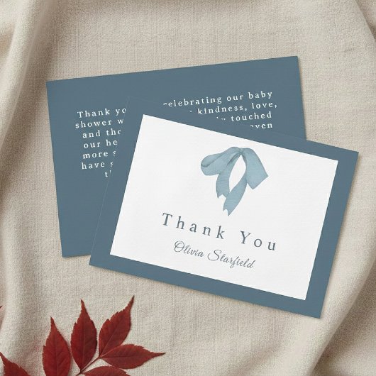 Baby Shower  for Boy – Blue Bow , Customizable  サンキューカード