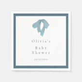 Baby Shower for Boy – Blue Bow, Customizable  スタンダードカクテルナプキン (正面)