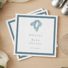 Baby Shower for Boy – Blue Bow, Customizable スタンダードカクテルナプキン