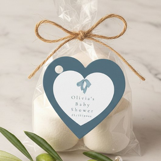 Baby Shower for Boy – Blue Bow , Customizable   フェイバータグ