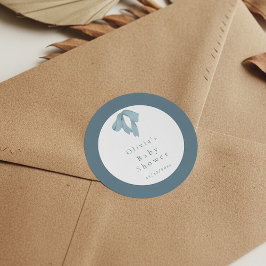 Baby Shower for Boy Blue Bow , Customizable ラウンドシール