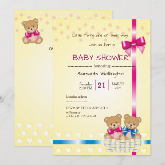 baby shower for TWINS 招待状
