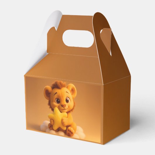 Baby Shower Gable Favor Box – Little Lion & Star フェイバーボックス (正面サイド)