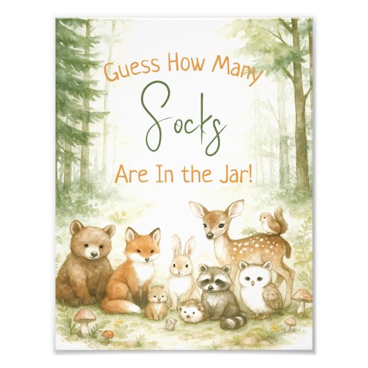 Baby Shower Game Cute Woodland Baby Animals フォトプリント (正面)