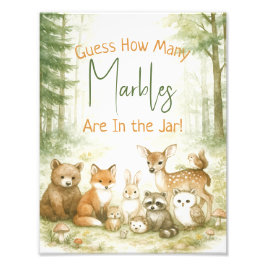 Baby Shower Game Cute Woodland Baby Animals フォトプリント