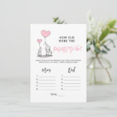 BABY SHOWER GAME Elephant - How old Parents Photo エンクロージャーカード (スタンド正面)