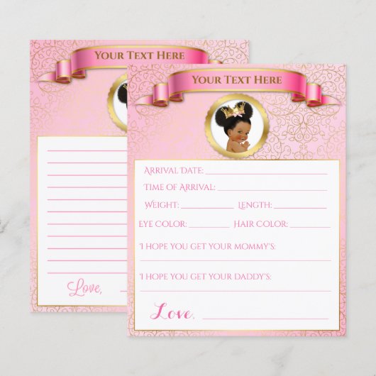 Baby Shower Games Pink Gold African American (正面/裏面)