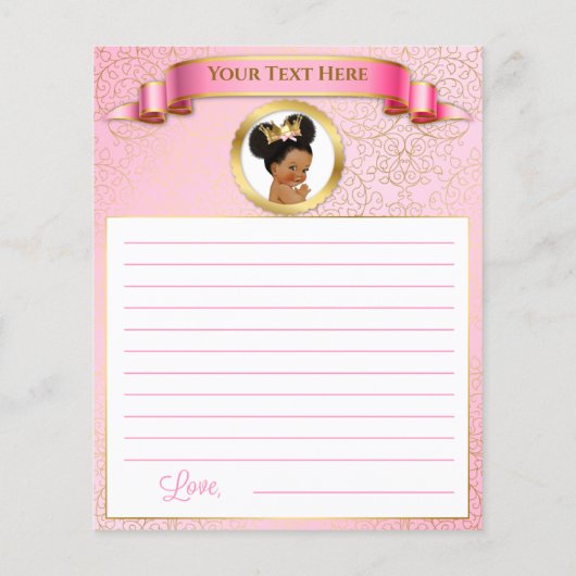 Baby Shower Games Pink Gold African American (裏面)