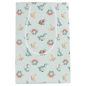 Baby Shower Gift Bag Mixed Dinosaur Pattern Party ミディアムペーパーバッグ (正面)