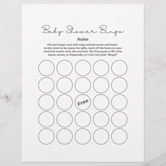 Baby Shower Gift Bingo Game レターヘッド (正面)
