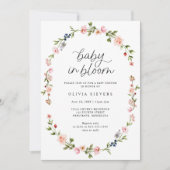 Baby Shower Girl Baby in Bloom Pink Floral 招待状 (正面)