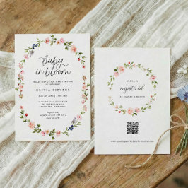 Baby Shower Girl Baby in Bloom Pink Floral 招待状