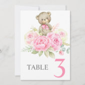 Baby Shower Girl Pink BearTable sign 招待状 (正面)