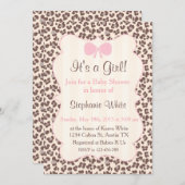 Baby Shower girl pink leopard 招待状 (正面/裏面)