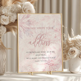 Baby Shower Girl Pink Snowflake Address  ポスター