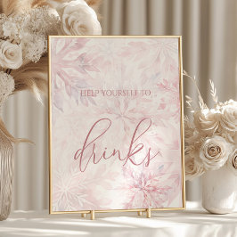 Baby Shower Girl Pink Snowflake Drinks ポスター
