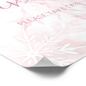 Baby Shower Girl Pink Snowflake Favor ポスター (角)