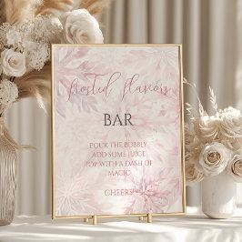 Baby Shower Girl Pink Snowflake Mom-osa Bar  ポスター