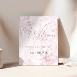 Baby Shower Girl Pink Snowflake Welcome ポスター