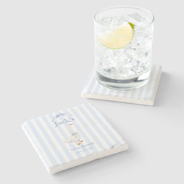 Baby shower goose blue ストーンコースター