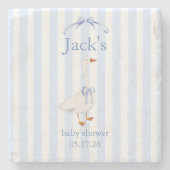 Baby shower goose blue ストーンコースター (正面)