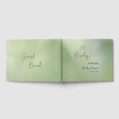 Baby Shower Green Watercolor Background Oh Baby ゲストブック (全面)