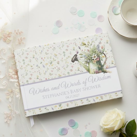 Baby Shower Guest Book - Rustic Floral Wishes ゲストブック