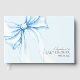 Baby shower Guest Books with a blue watercolor bow ゲストブック